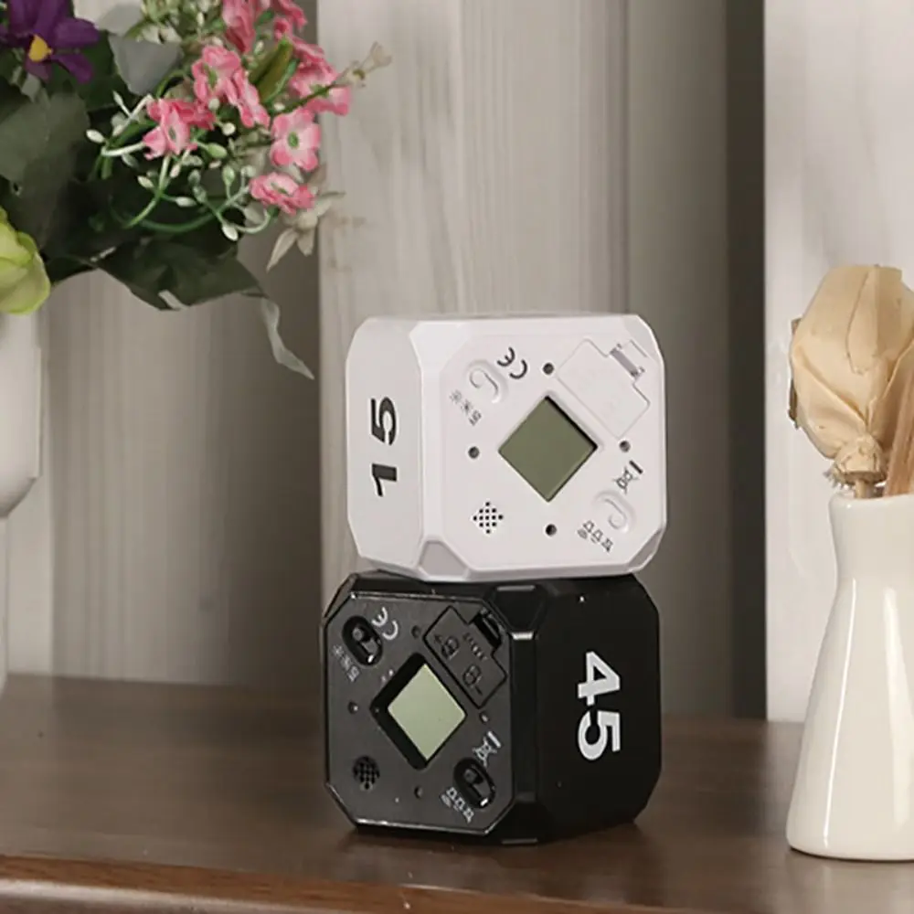 LED Display Cube Digital Timer Long Battery Life Gravity Sensor Cooking Countdown Timer Mini Flipping Preset Timer Study