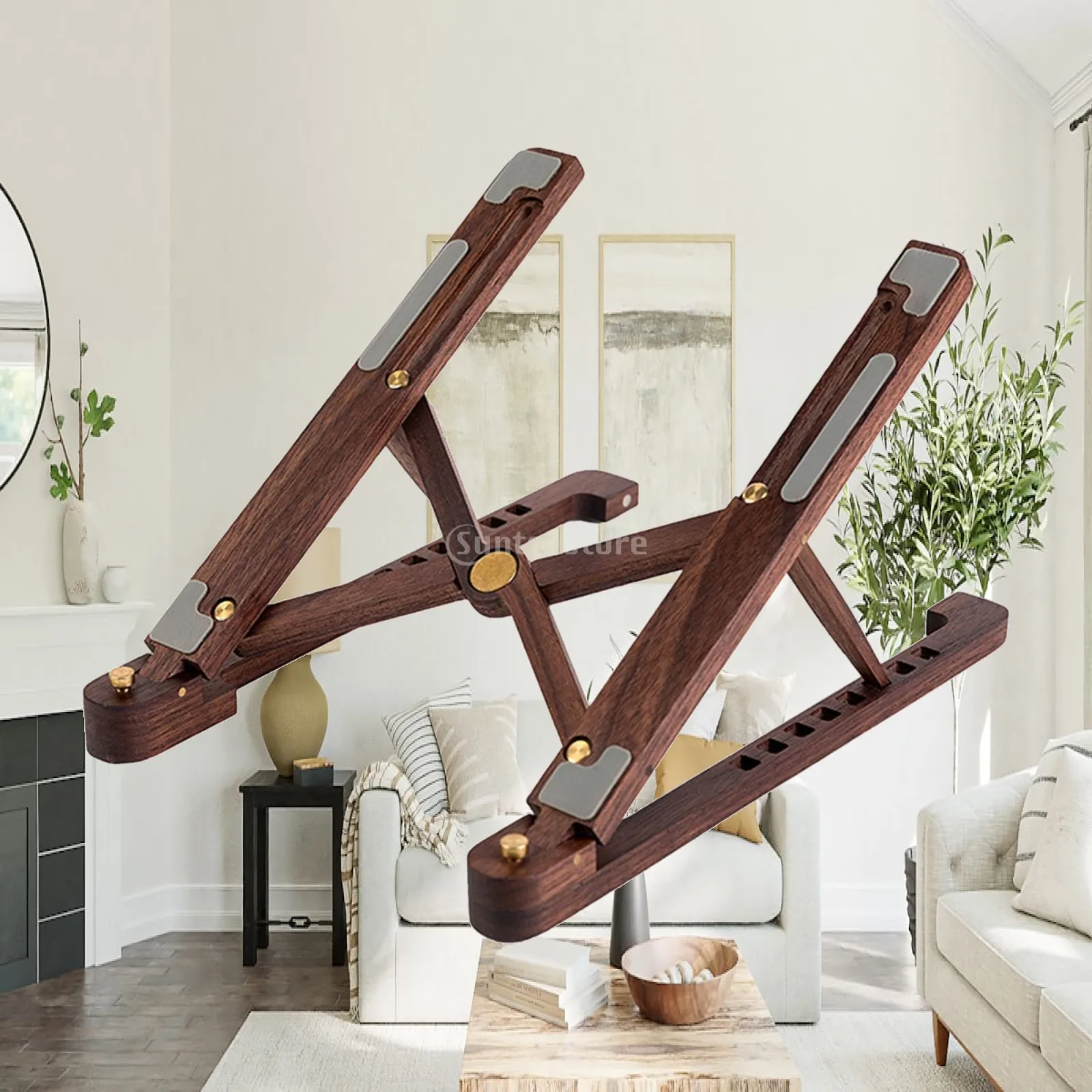 Laptop Stand Angles Adjustable Wooden Notebook Stand for Work Desk Desktop