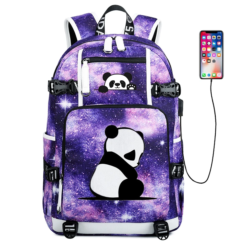 

Angry Panda Cartoon Students USB School Satchels 15.6 Inch Laptop Backpack Bags Female Male Book Bag Back To School Bagpack Gift
