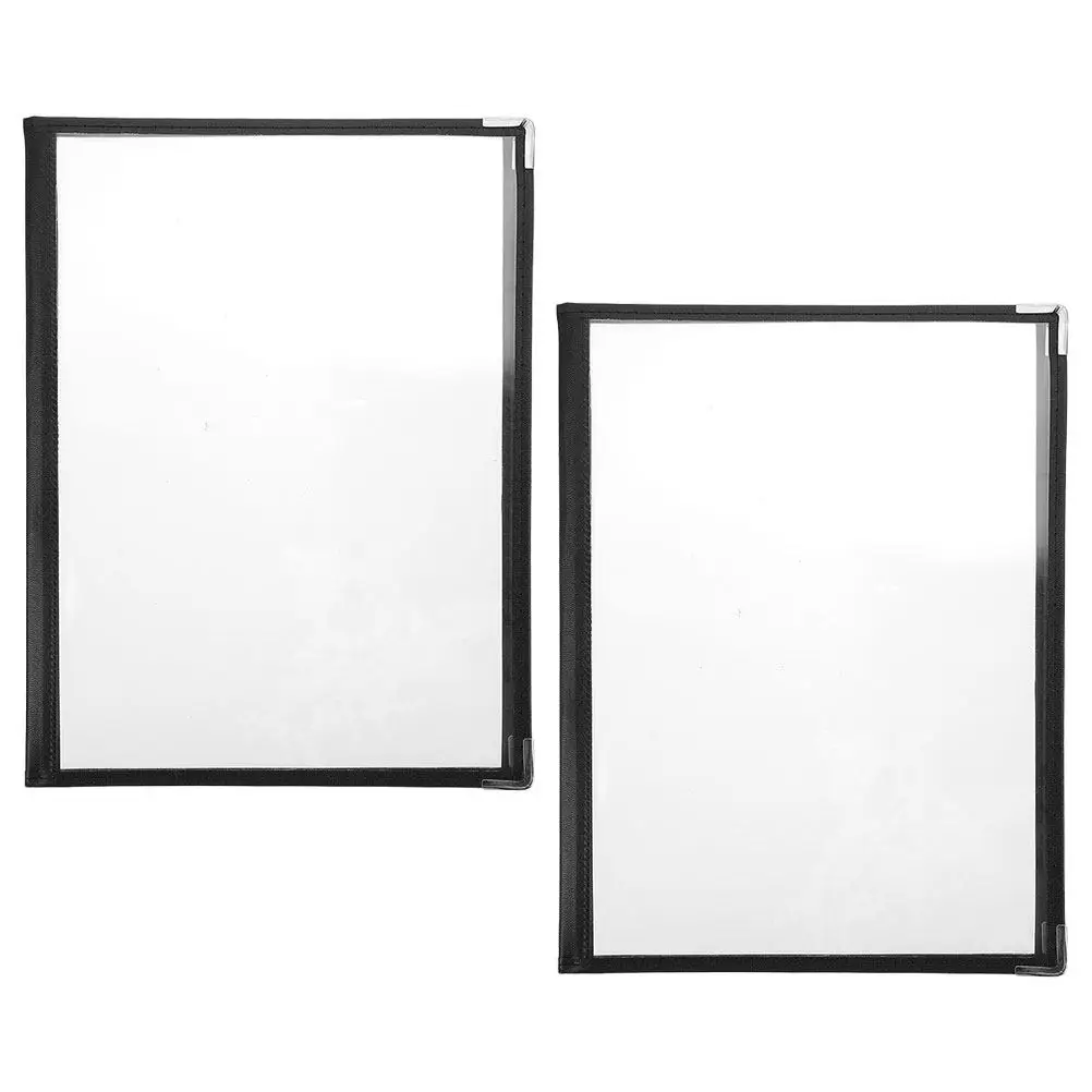 2Pcs Sturdy Clear Menu Cover Set PVC Transparent Menu Binder Cover for Restaurant Coffee Shop Bar Kitchen Recipe Holder Dust