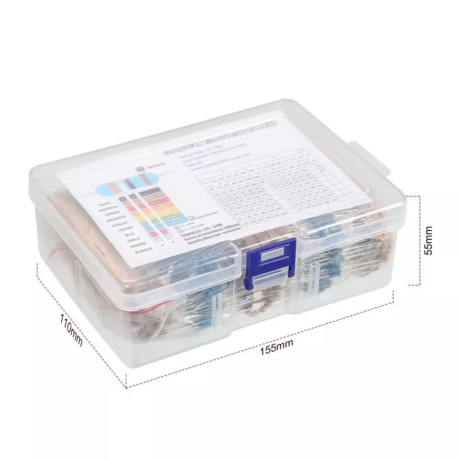 2600pcs/lot 130 Values 1/4W 0.25W 1% Metal Film Resistors Assorted Pack Kit Set Lot Resistors Assortment Kits Fixed Resistor