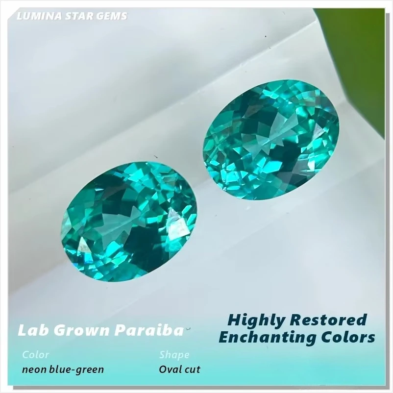 Im Labor gezüchteter Paraiba-Edelstein, oval geschliffener neonblauer synthetischer Turmalin, lose für Schmuckfertigung, individuell wählbares Zertifikat. – Detail 4