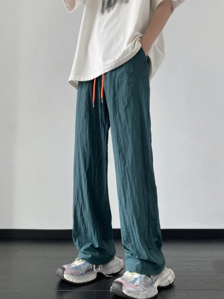 

Ice Silk Qui Dry Pants Men's Summer Thin Loose Straight Sport Trousers American Large Size Casual Long Pants