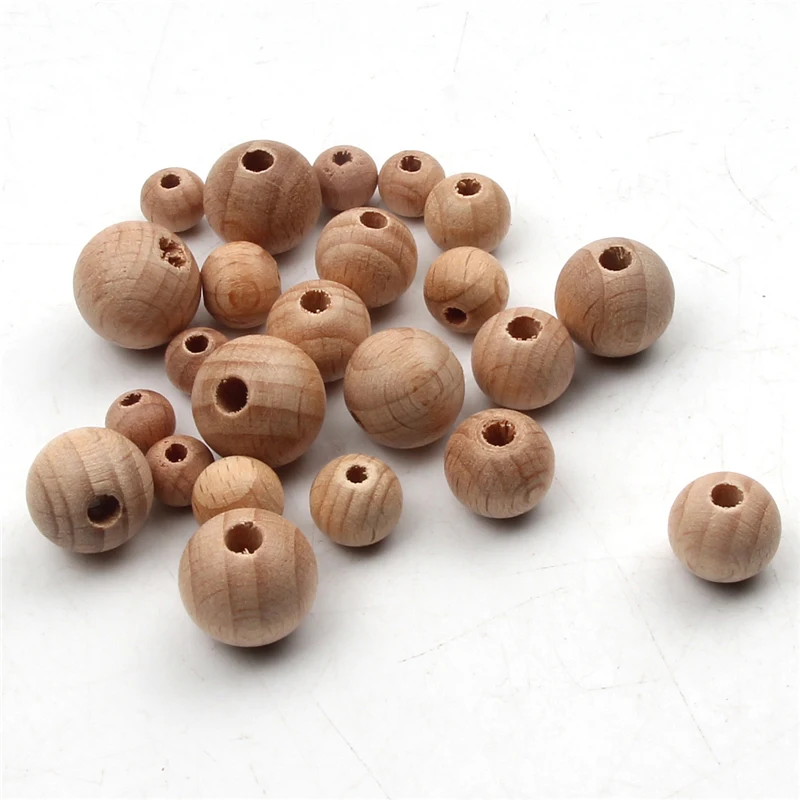 8-30mm Natural Wooden Round Beads Beech Wood Ball Loose Spacer Beads For Jewelry Making Diy Bracelet Necklace Crafts 1-100pcs