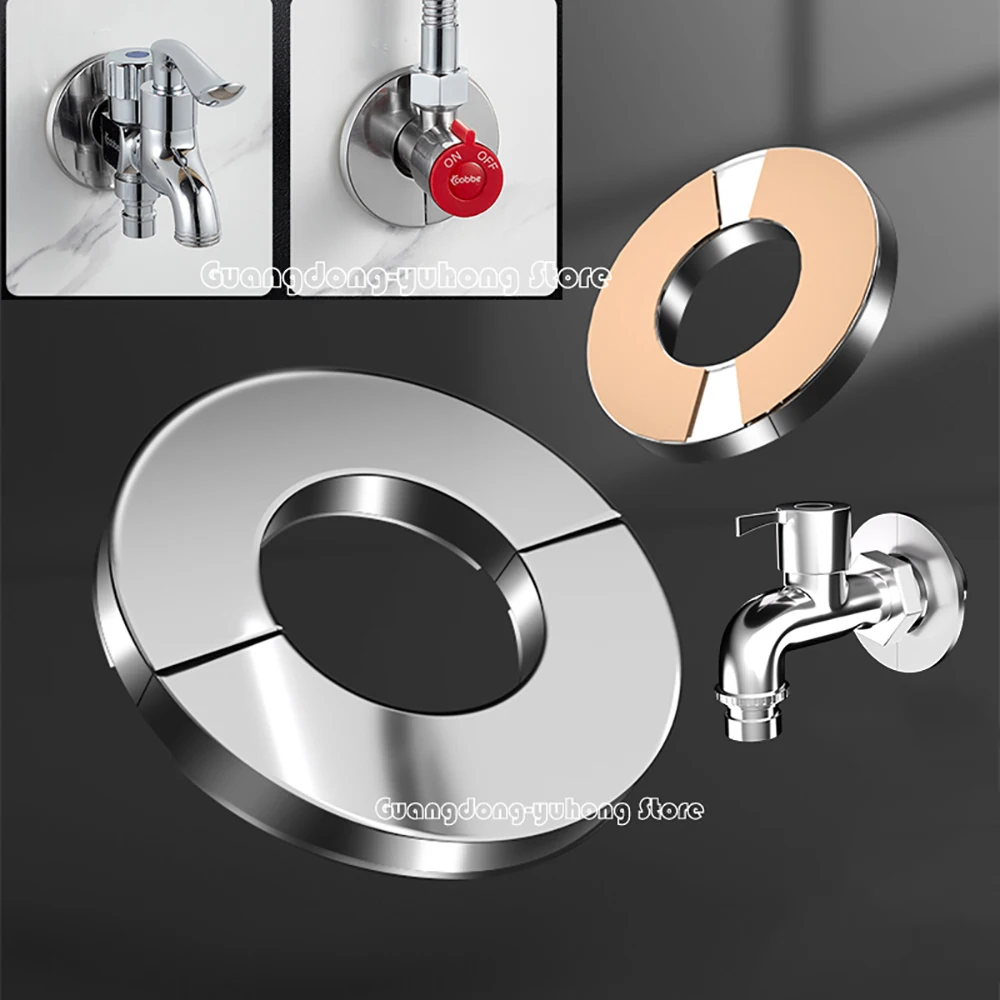 Stainless Steel Water Pipe Wall Covers Bathroom Faucet Decorative Cover Chrome Finish Beautify Pipes Wall Hole Bathroom Decor