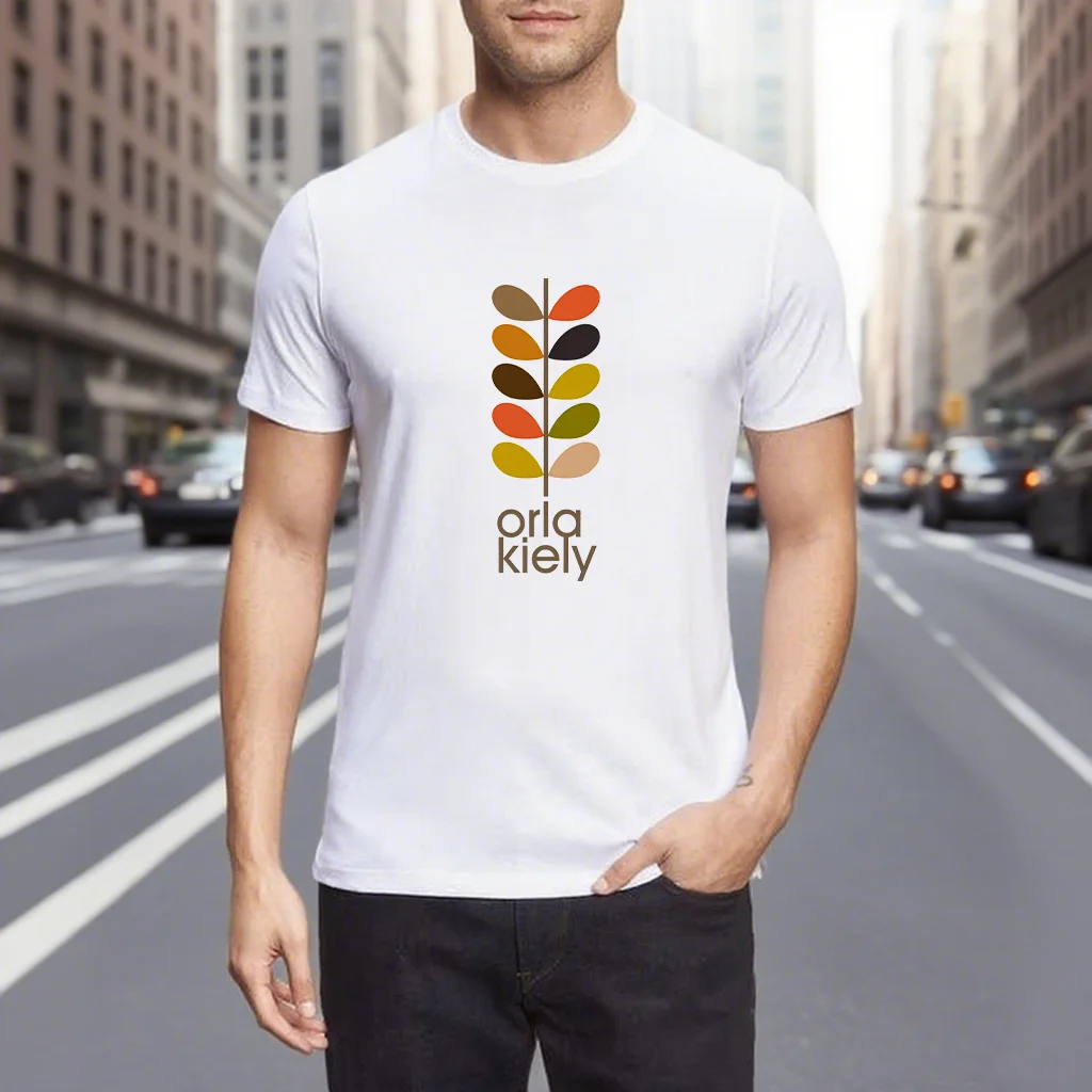 

Men's Clothes Graphic T-Shirts O-Orla Kiely Print 100% Cotton Summer Tops Ropa hombre Y2k Short Sleeve Tee Streetwear Casual