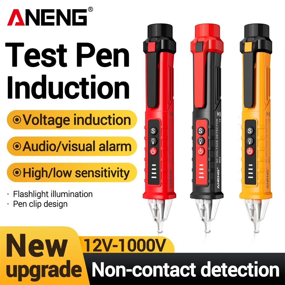 ANENG VD802 Tester 12V-1000V AC NCV Non Contact Voltage Detection Live Wire Test Audible and Visual Alarm Flashlight Electrician