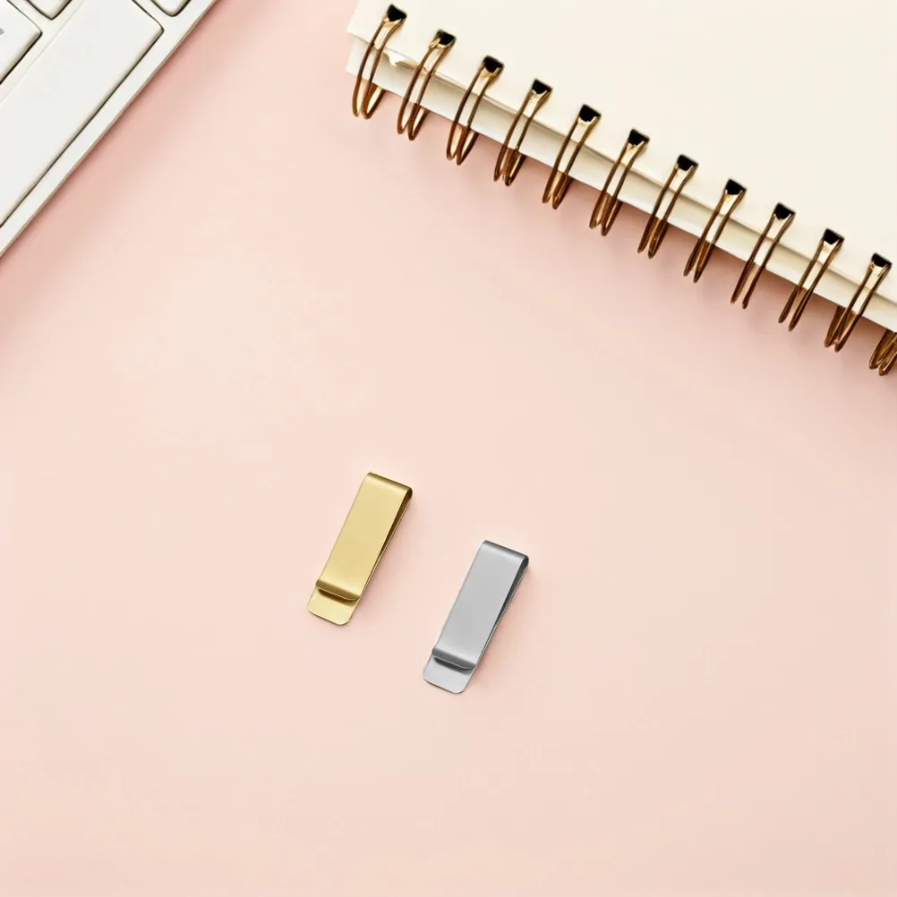 4Pcs Stainless Steel Money Clips Ticket Holder Multifunction Pen Clips Notebook Pen Holder Clip Mini Metal Office Clamps