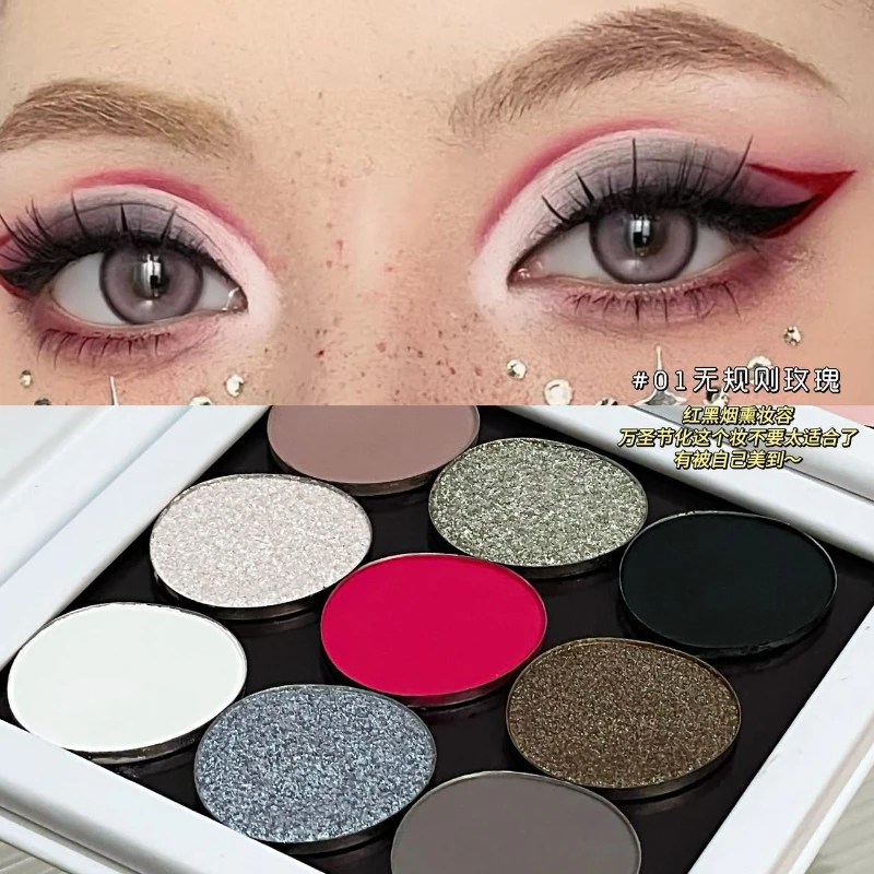 Palette di ombretti Palette per trucco occhi Polvere glitterata a lunga durata Fard rosa Ombretto viola Cosmetici ideali per le donne
