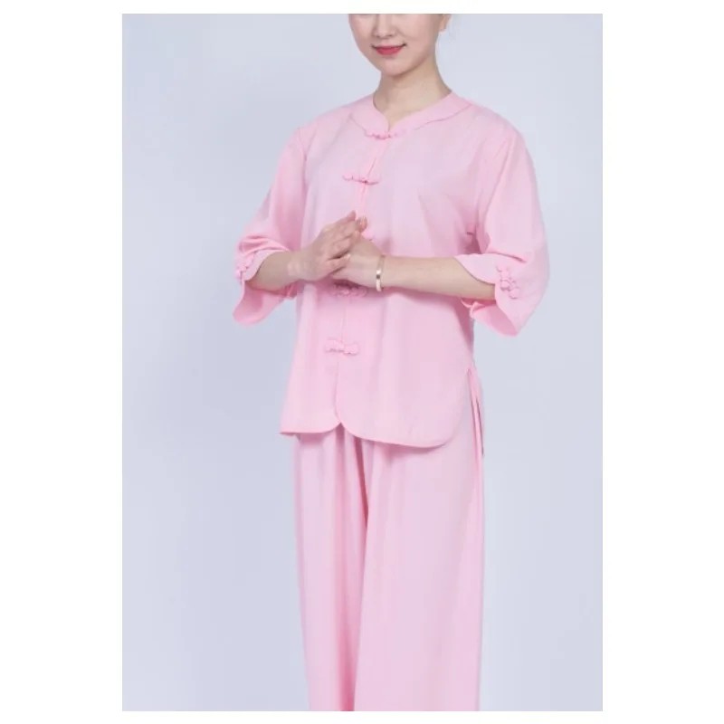 

Tai Ji Suit Martial Arts Women's New Summer Cotton Linen Exercise Clothing Short Sleeve Thin