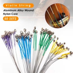 10/20/30/50 Packs Nylon Violin E A D G Strings For 4/4-3/4 Size Fiddle Violin Strings Cord Nylon Core Al-Mg Wound Ball End SET