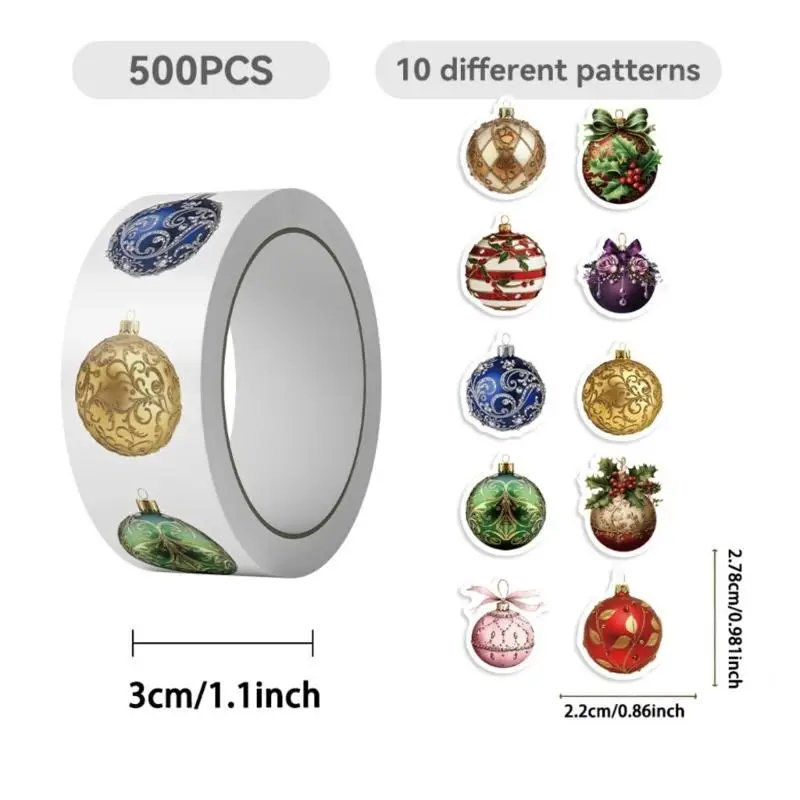 Cartoon Christmas Stickers Waterproof Removable Tablets Decorations 500pcs/Roll D2RC