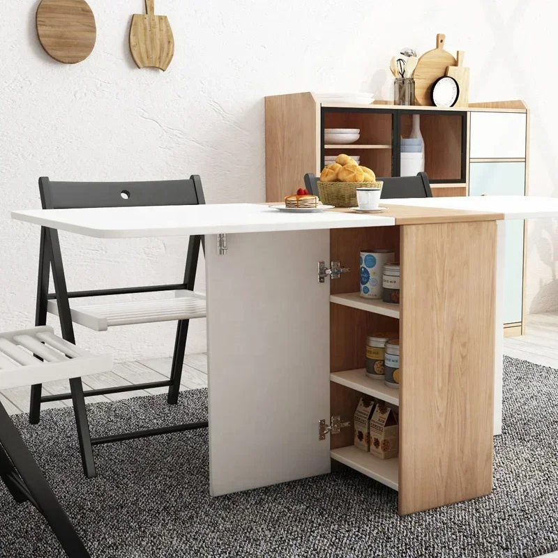 

#Wholesale Nordic Apartment Practical Furniture Storage Wood Sideboard Folding Dining Table