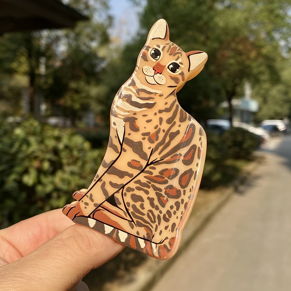 

Retro Leopard Print Cat Shark Hair Clip Claw For Women New Chic Cartoon No Slip Ponytail Hairpin Animal Hair Accessories Tool