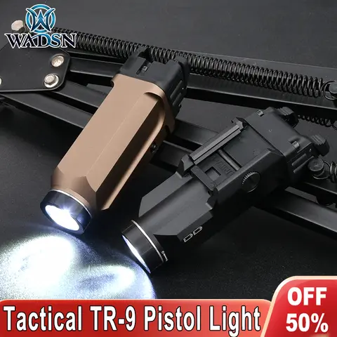 WADSN TR-9 X 강력 전술 플래시라이트 1000루멘 TR-7 스트로브 사냥 에어소프트 무기 라이트 듀얼 기능 스위치 (글록 17 19 호환)