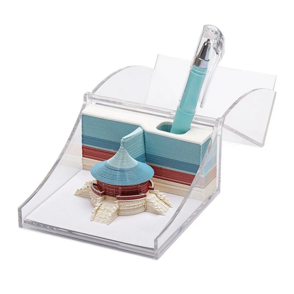 Regalo personalizado, cuaderno de notas adhesivas 3D, bloque de papel con paisaje tallado en papel, arquitectura estéreo, diseño Huangqiongyu