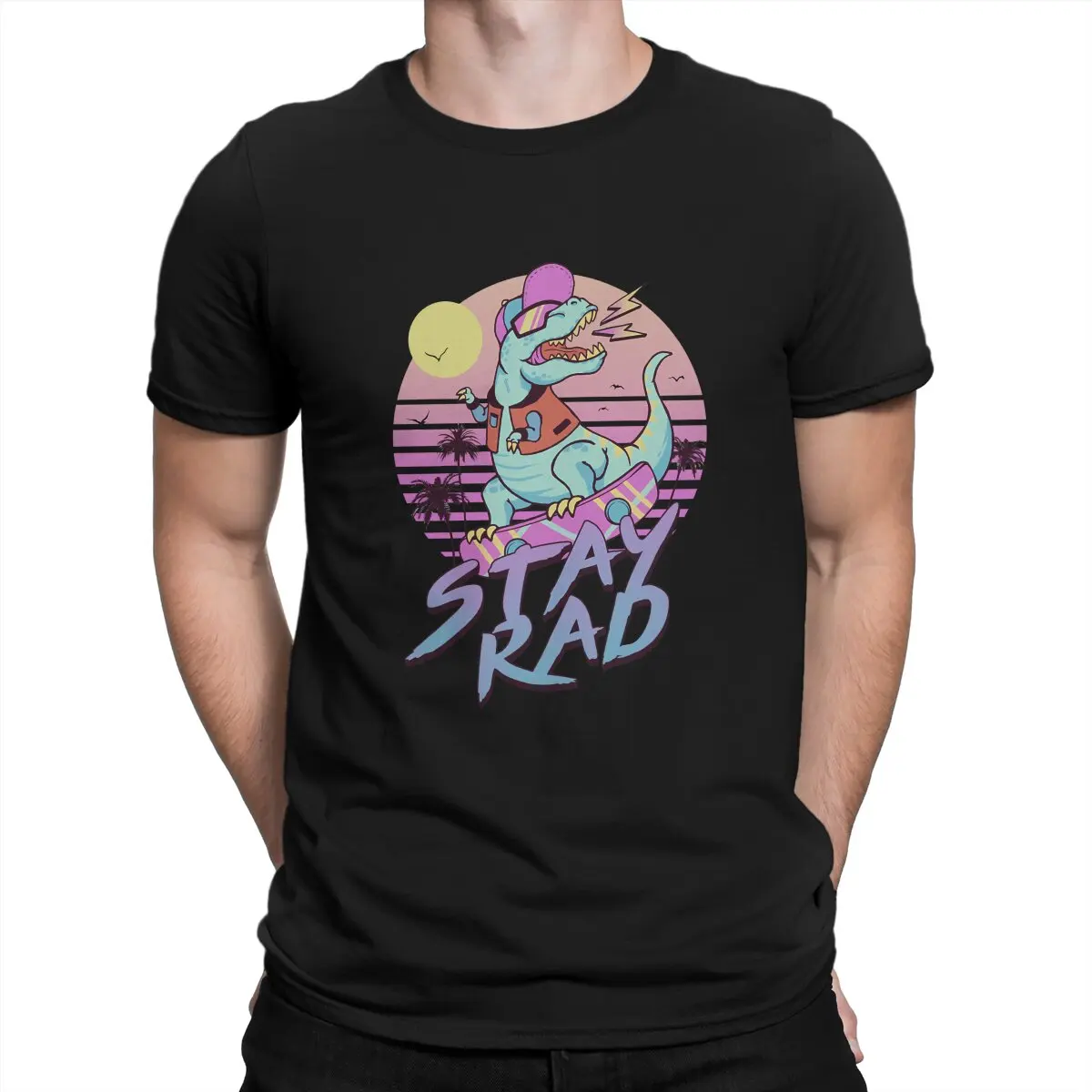 Jurassic World Stay Rad T Shirt Vintage Grunge Men's Tshirt Polyester Streetwear