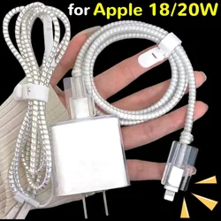 Phone Charger Case for Apple iPhone 18W 20W Power Adapter Transparent Soft TPU Data Cable Protectors Wire Winder Organizer Ties