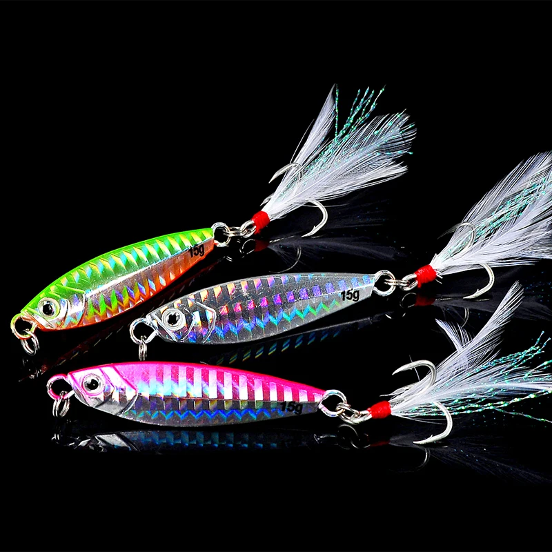 PROBEROS 1pcs Metal Cast Jig Spoon 7/10/15/20/30g Shore Casting Jigging Fish Sea Bass Fishing Lure Artificial Bait Tackle