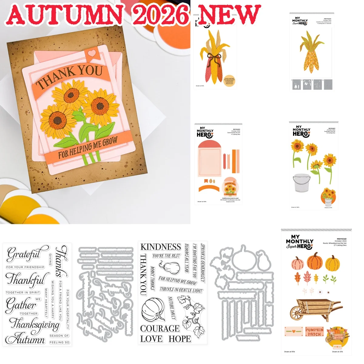Fall 2026 New Corn and Sunflower Stencil Cutting Cut Stamps Set for DIY Making Card Scrapbook Embossed Paper Album Craft Tools