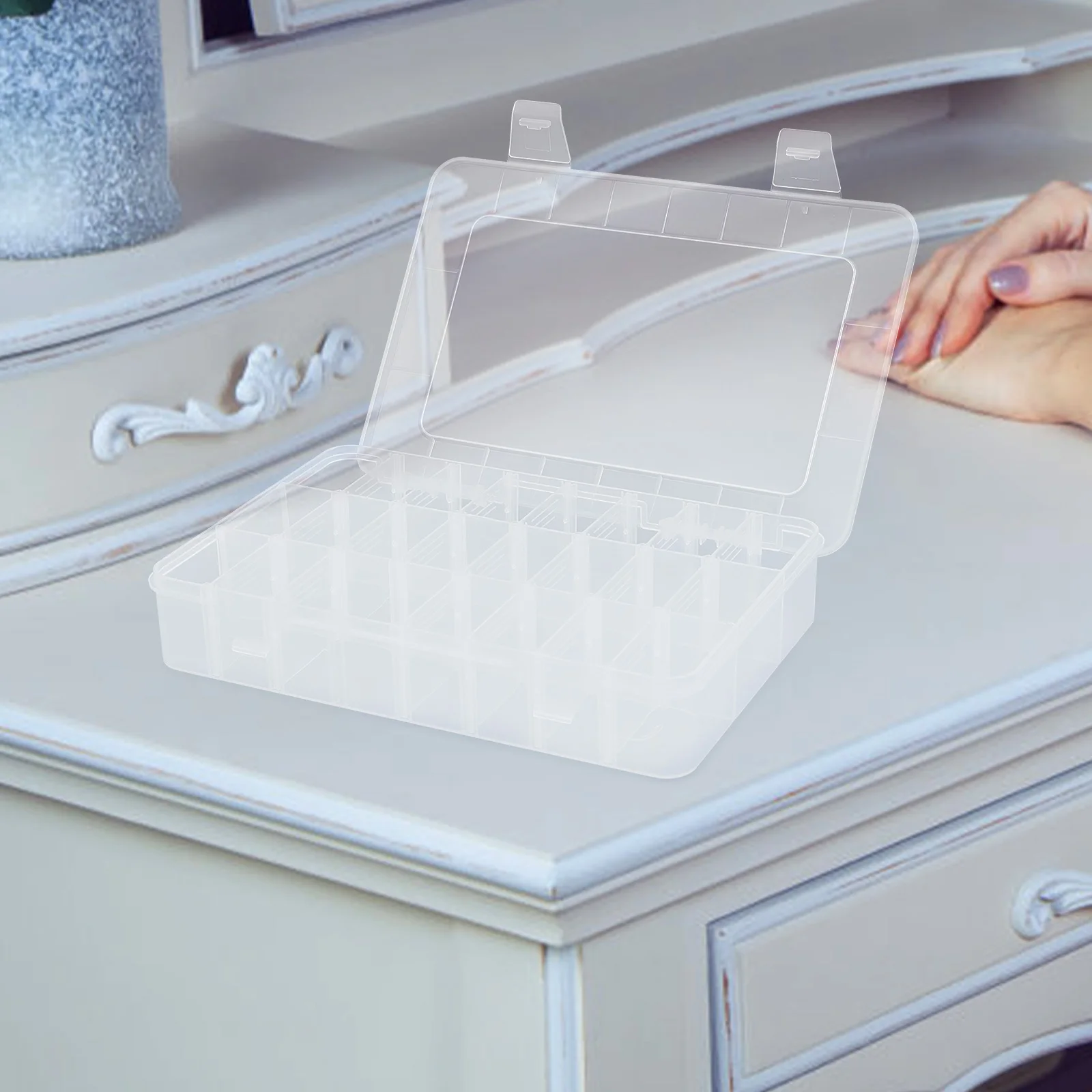 

24 Compartment Parts Box Clear PP Plastic Container Removable Dividers Storage ganizer Tool Box Small Size Easy Access Jewelry