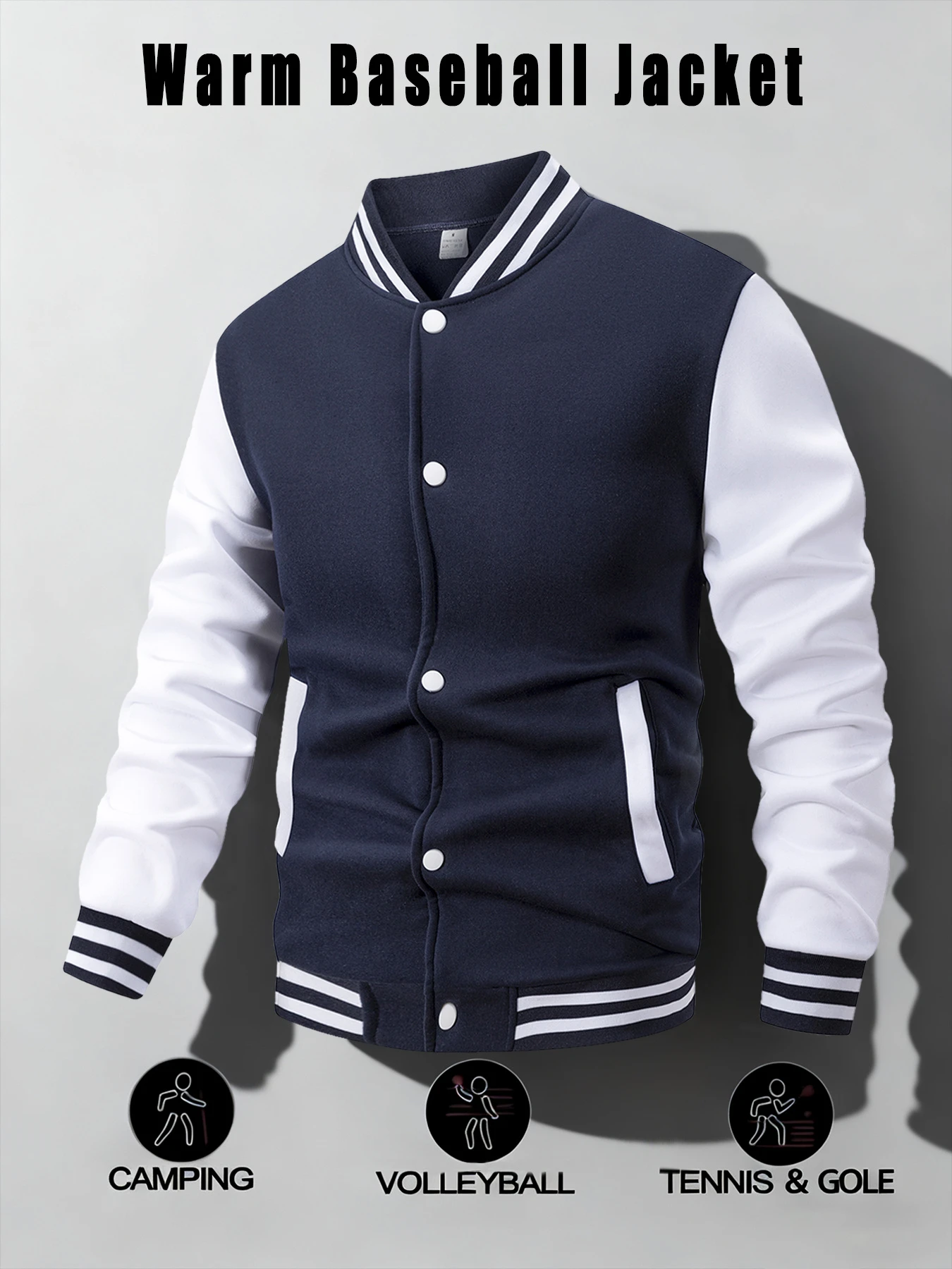 Men'S Stylish Baseball Jacket Hoodie, Perfect for Street Fashion and Outdoor Wear. Suitable for Sports