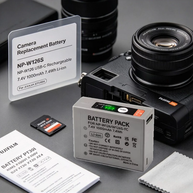 NP-W126S NP-W126 7.4V 1Ah USB-C Rechargeable Replacement Camera Battery for Fujifilm XT30II XM5 X100VI X100V XS10 XT30 XT20 XE4