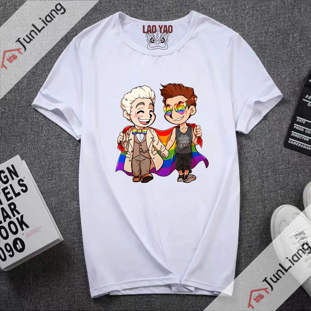 Good Omens The TV Show Good Omens T Shirt Michael Sheen David Tennant Angel Devil Jeff The Killer Bad Omens Harajuku Fashion