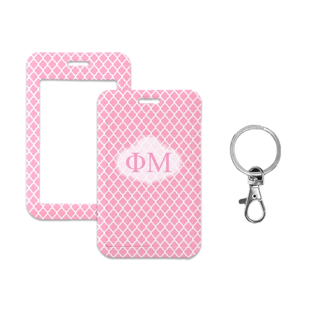 Sorority Phi Mu Patterns Women Lanyards ID Badge Holder Strap Work Card Bus Access Card Holder Keychains Accessories