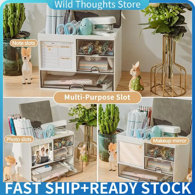 

Desk Organizer With 3 Drawer,Multi-Functional Pencil Pen Holder For Desk,Desk Organizers And Storage With 8 Compartments-[Qahk]