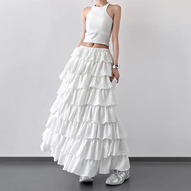

2026 Summer New Design Straight Tube Cake Skirt Solid Color Temperament Versatile Skirt for Women