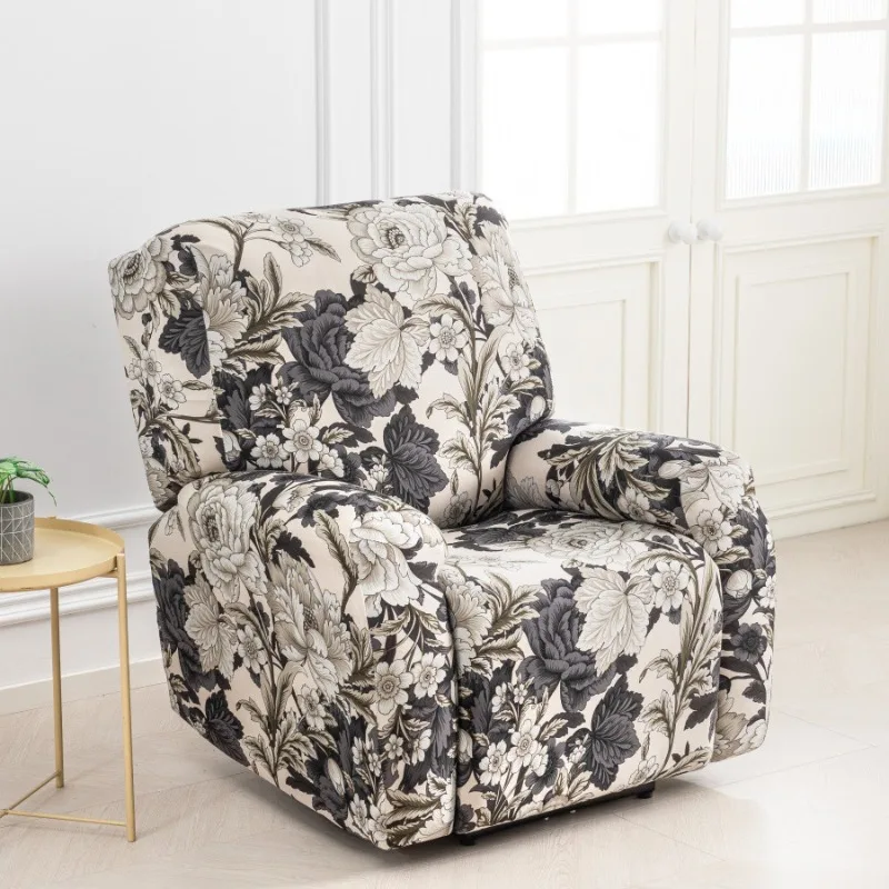 Milk Silk Stretch Floral Recliner Sofa Covers All Inclusive Armchair Chair Slipcovers for Living Room Furniture Protector
