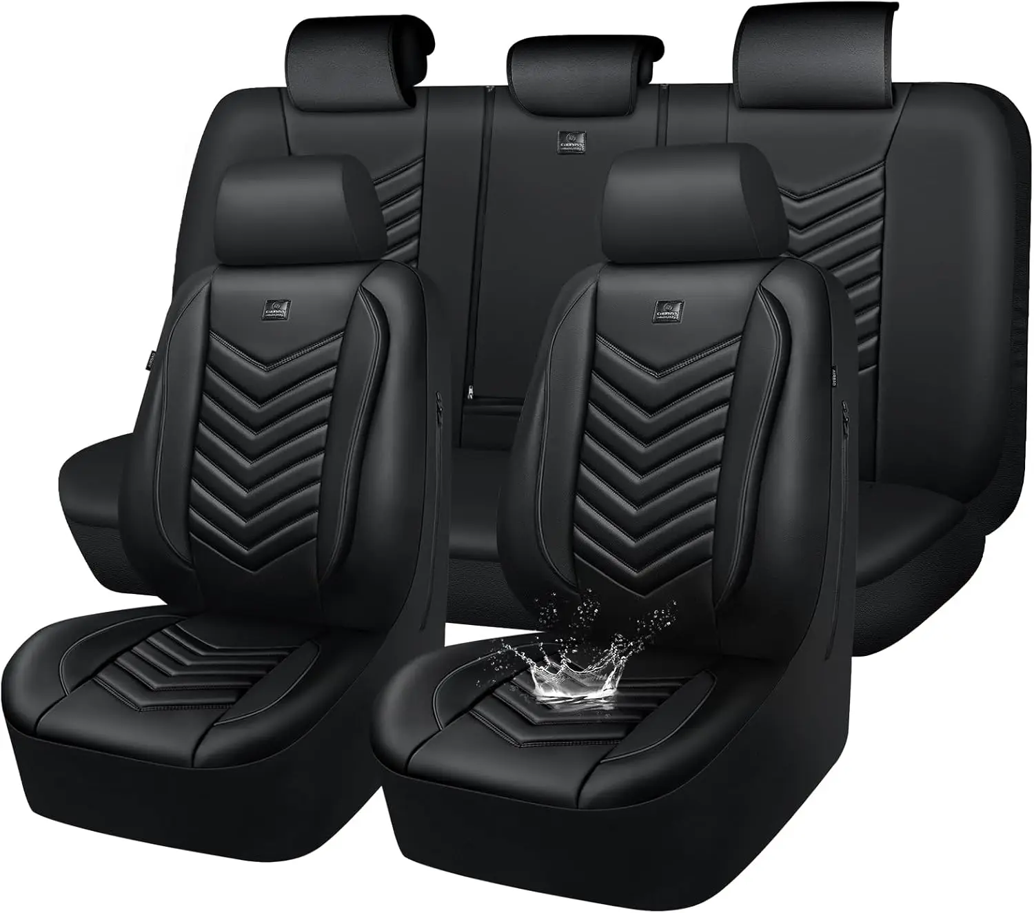 

Universal Waterproof Leather Car Seat Covers Full Set, 3D Foam Comfort for SUV Truck Sedan, Anti-Slip and Airbag Compatible