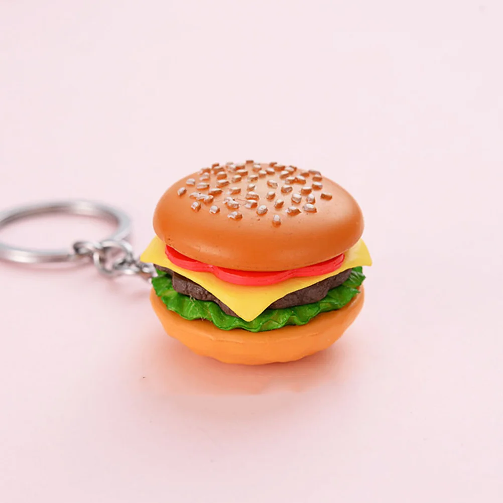 Key Ring Hamburger Keychain Rings Car Holder Iron Simulation Food Pendant Keyring