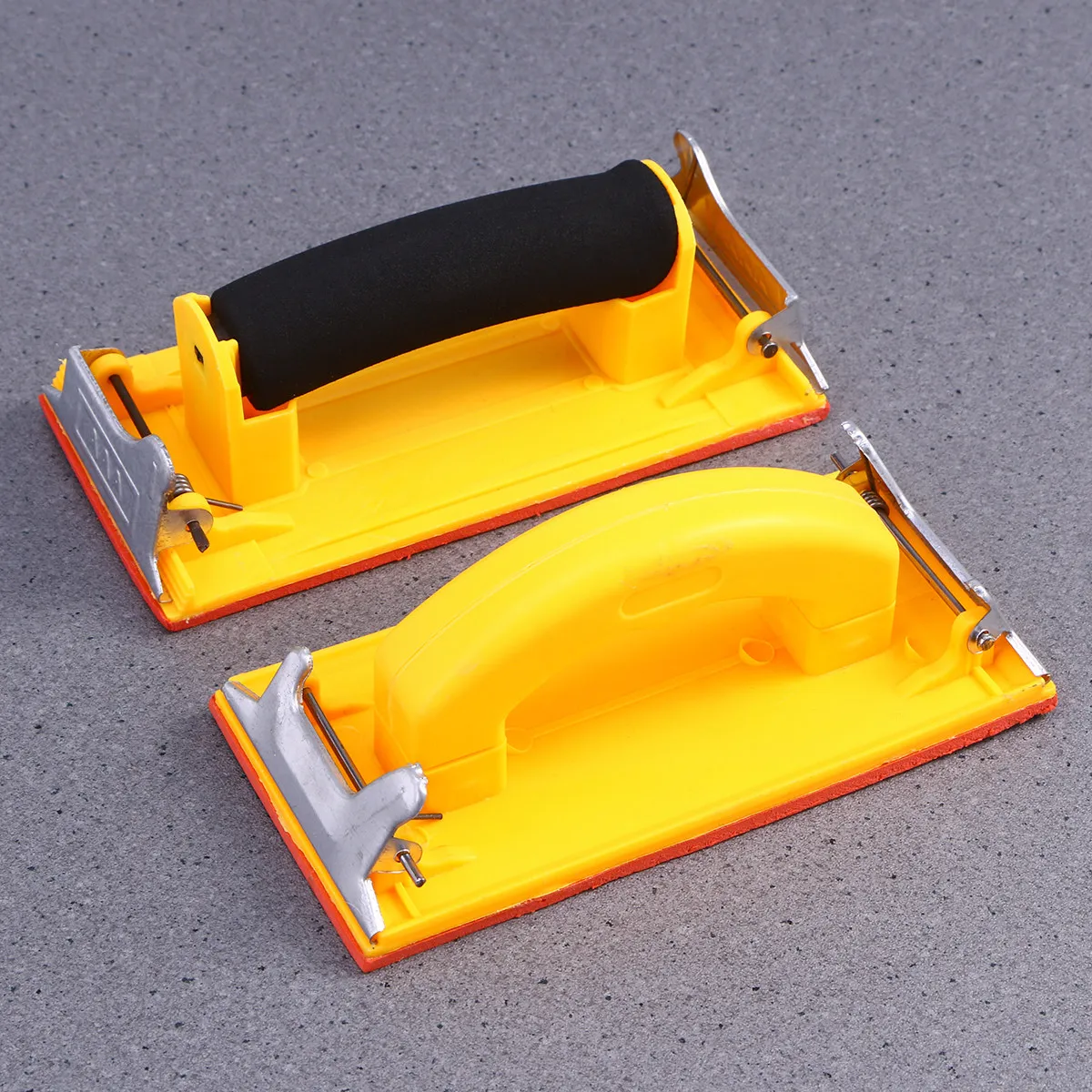 Plastic Hand Grip Sandpaper Holder Yellow Plate Metal Clips Easy Clamp Sandpaper Dry Wet Polishing Sanding Tool for Walls