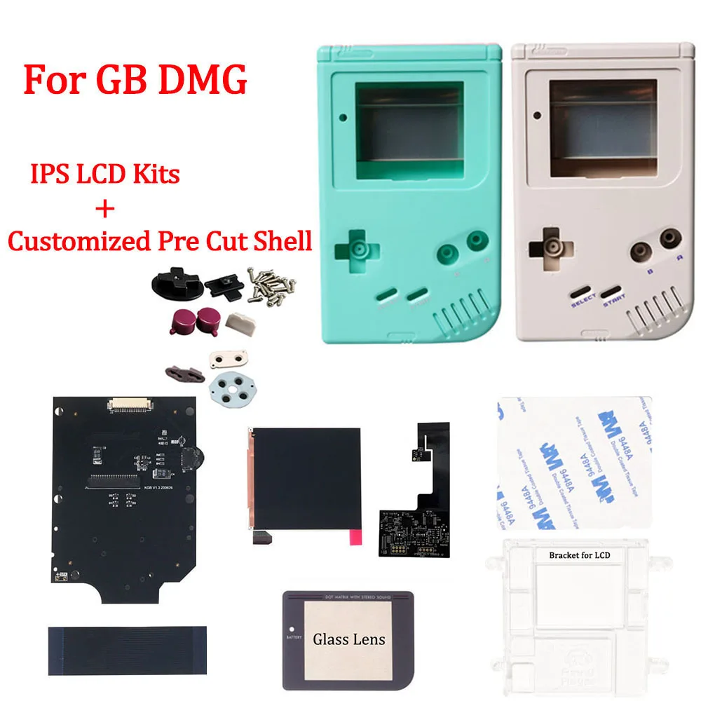 DMG IPS LCD Screen Kits for GB DMG High light 36Retro Color Backlight lcd with Customized Pre Cut Housing Shell ,No need cutting