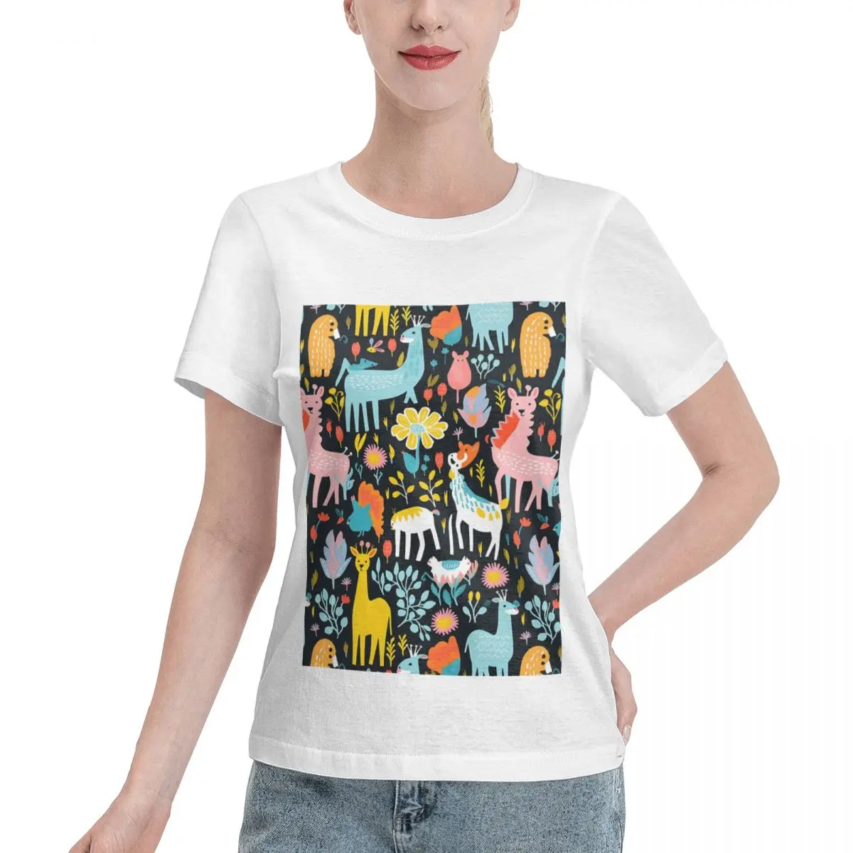 Free Matching Xalonia - Crazy Cute Animal Pattern (1 4) Women's T-shirt Cool Sport Casual Top