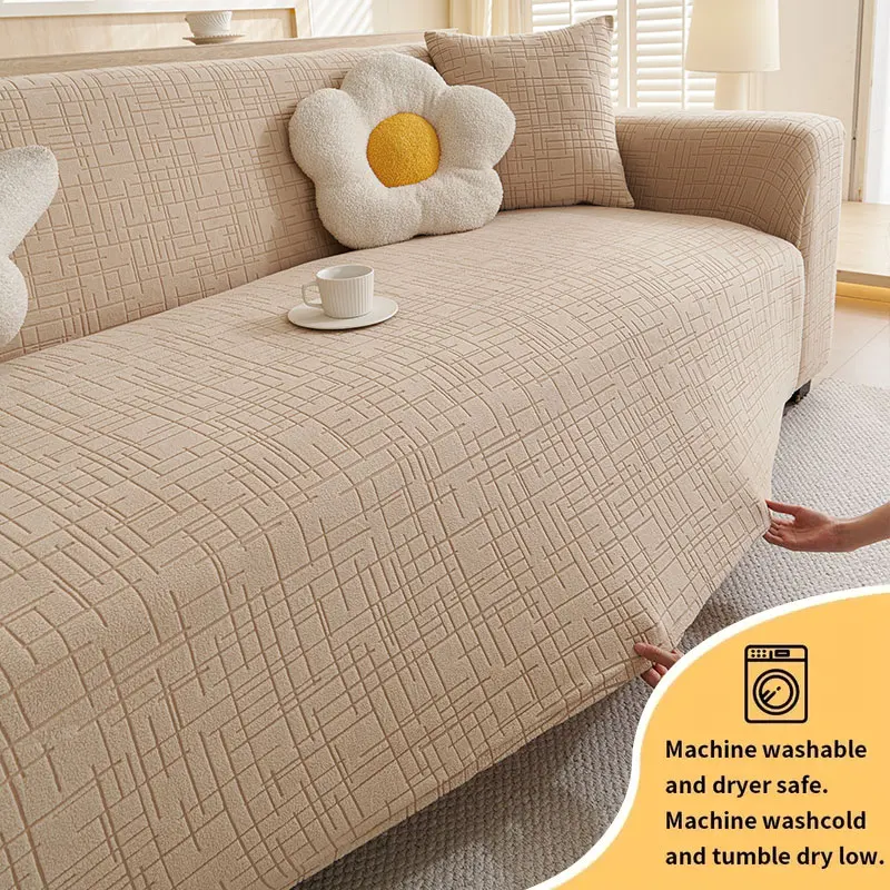 1PC-Cross-shaped straight row sofa cover, fully wrapped, autumn and winter anti-cat scratch sofa protective cover