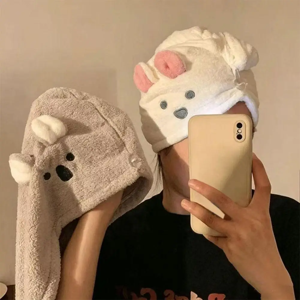 Cute Rabbit Hair Drying Towel Wrap Super Absorbent Fast Dry Bath Cap Thickened Soft Microfiber Shower Cap for Women