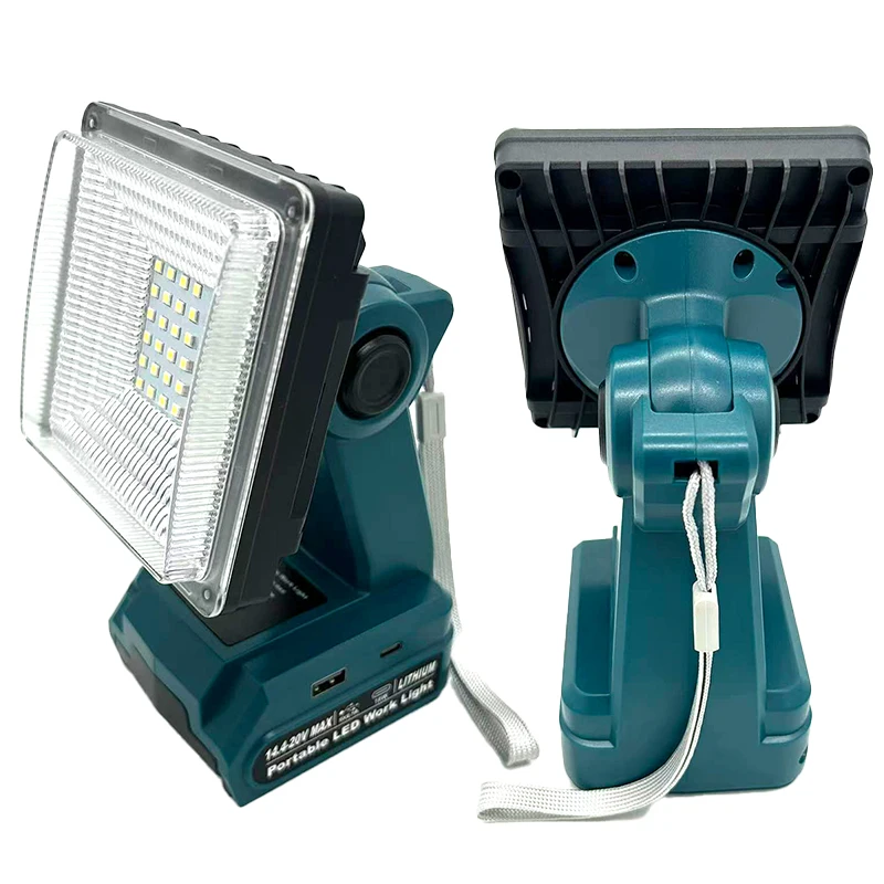 LED Wireless Work Light with USB Port Portable Outdoor Light for BS BAT622 18V Li-Ion Batteries for Construction Sites Emergency