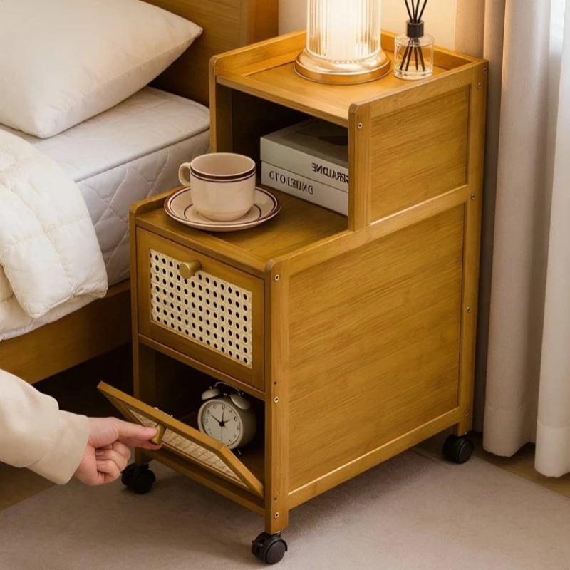 Light luxury bamboo bedside table, sofa side cabinet, living room side cabinet, office storage cabinet, side table, coffee table