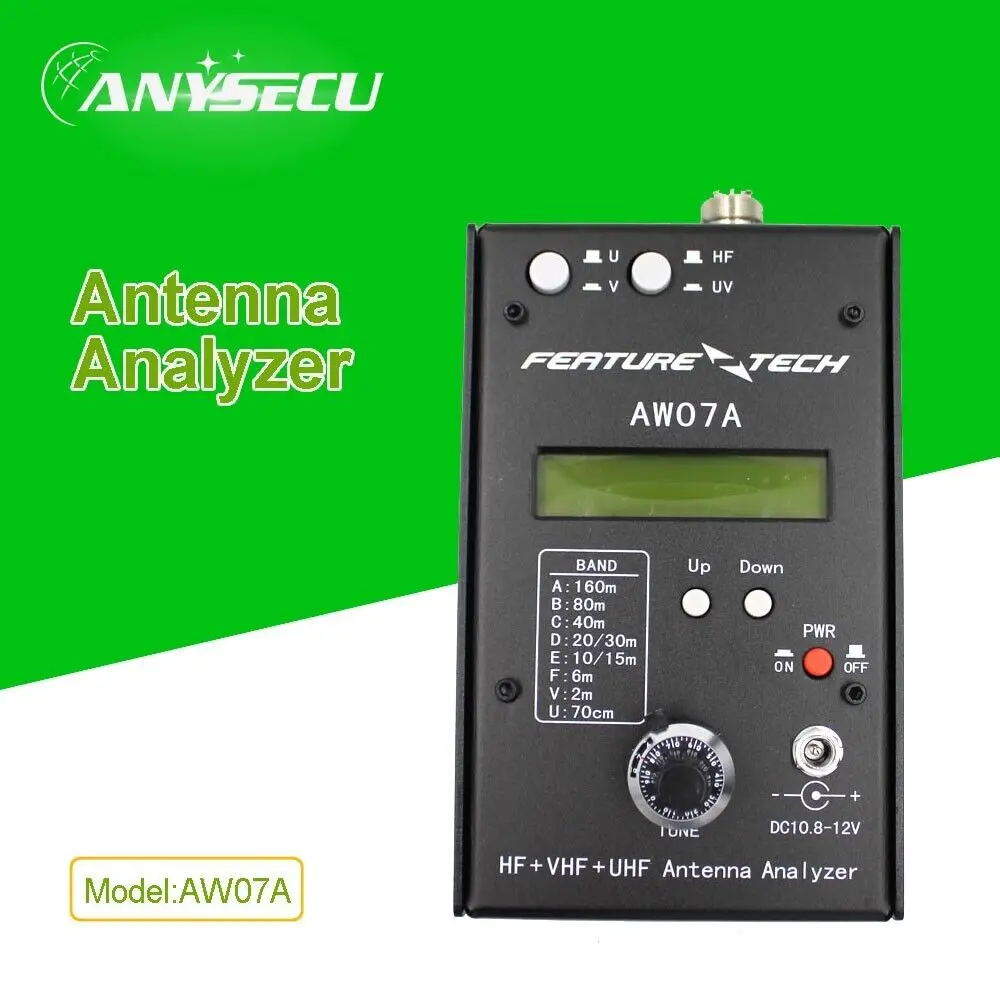 AW07A 1.5-490MHZ Antenna Analyzer HF +UV Spectrum Analyzers HF/VHF/UHF Multiband SWR Antenna Meter Tester 160M Ham Radio