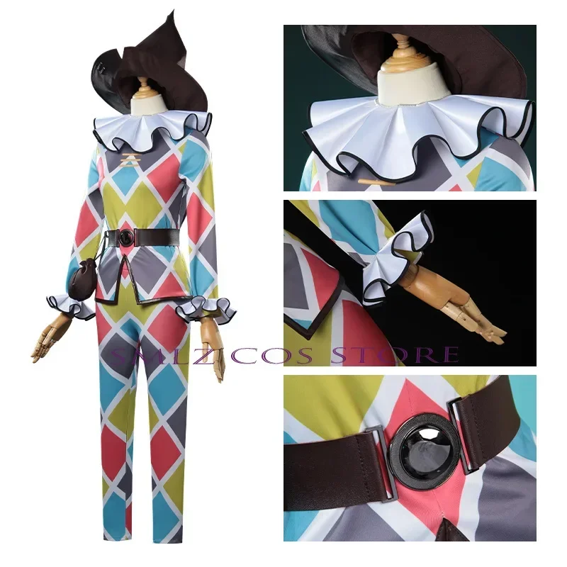 Clown Acrobat Cosplay Mike Morton Cosplay Identity V Costume Game Grid Uniform Hat Wig Suit Party Play Outfit for Man Woman