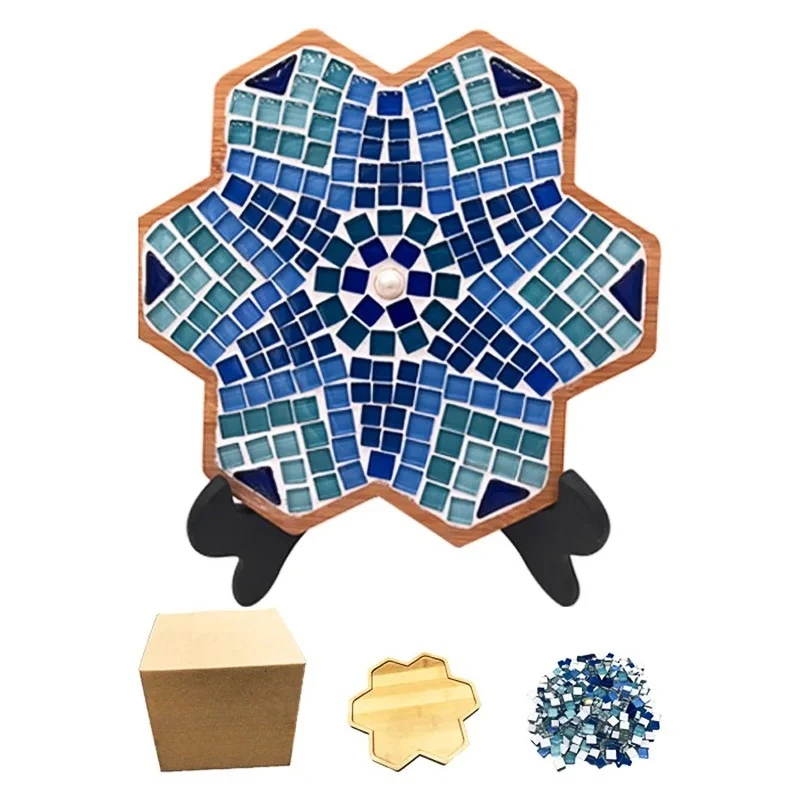 

Home Decor Mini Stained Glass Mosaic Tile Wooden Bamboo Coaster