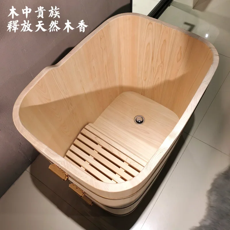 Japanese bath bucket, bathtub, juniper wood unpainted adult bath