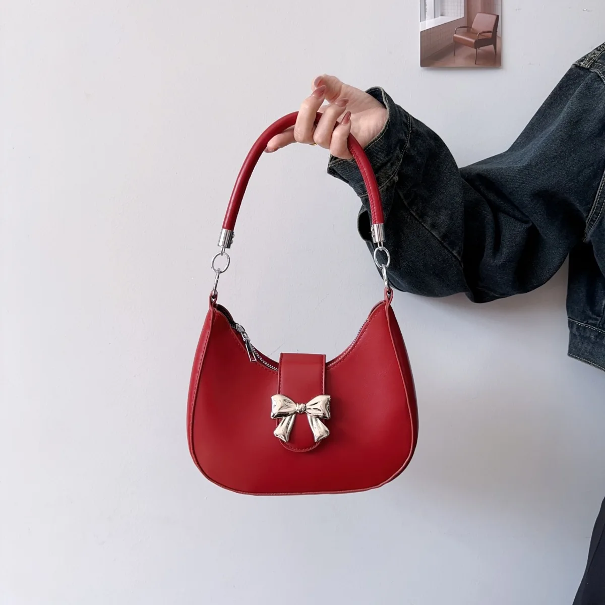

New multi-functional bow handbag, versatile fashion color crossbody bag, handbag with chain, ladies' and girls' crossbody bag