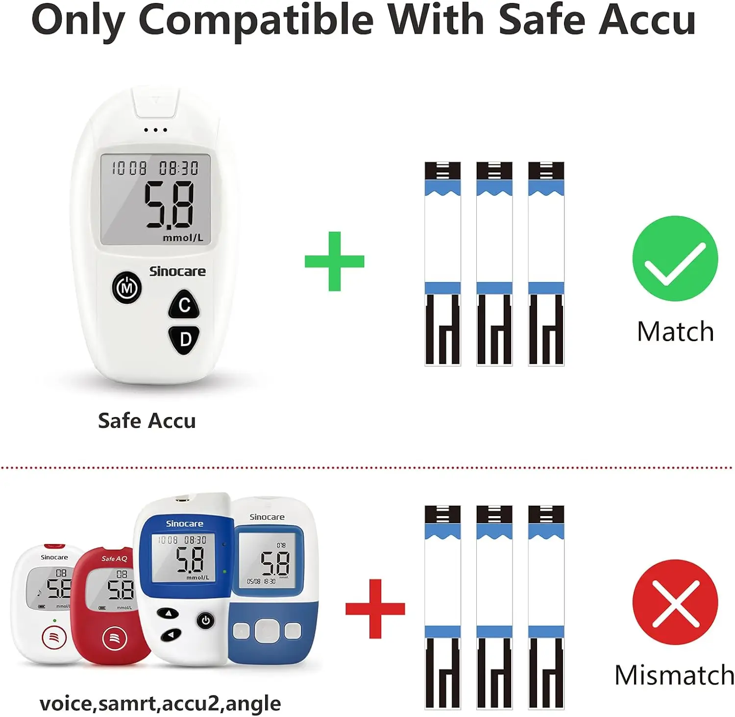 (50/100/200/300/400/500 pezzi per sicuro-accu) strisce reattive e lancette per glucosio nel sangue Sinocare per Tester del diabete