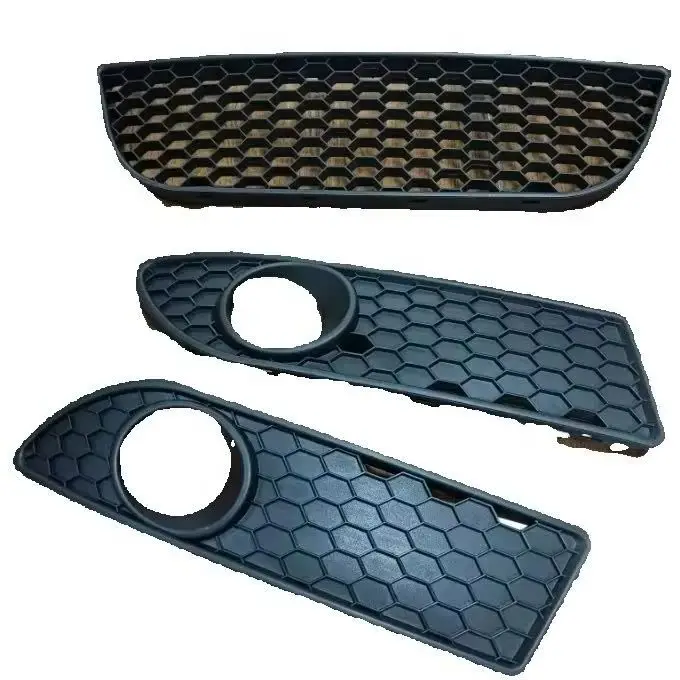 Compatible With VW Polo 9N2 9N3 2006 2007 2008 2009 ABS Black Bumper Insert Front Lower Honeycomb Grille Set