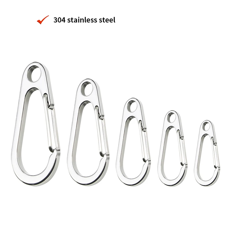 Stainless Steel Keychain Metal Lobster Clasp Buckle Outdoor Camping Mountaineering Buckle D-type Backpack Buckle Tool Clips