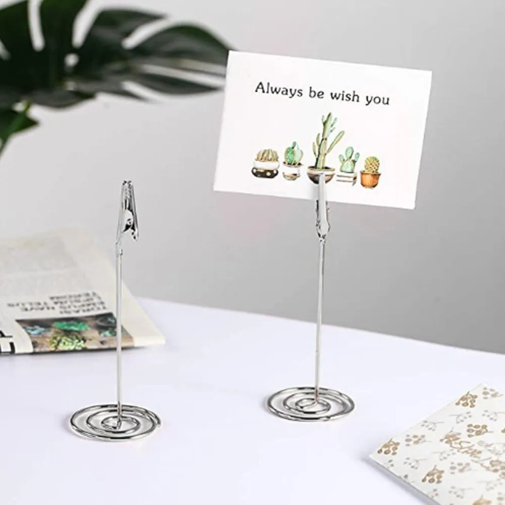 10Pcs Metal Crocodile Mouth Card Holder Stable Base Small Size Metal Photo Stand Mouth Shape Solid Wedding Place Card Holder